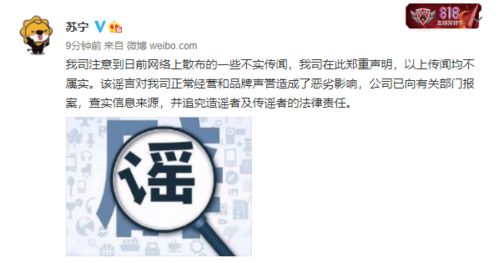 蘇寧 資金鏈斷裂系謠言,已報案